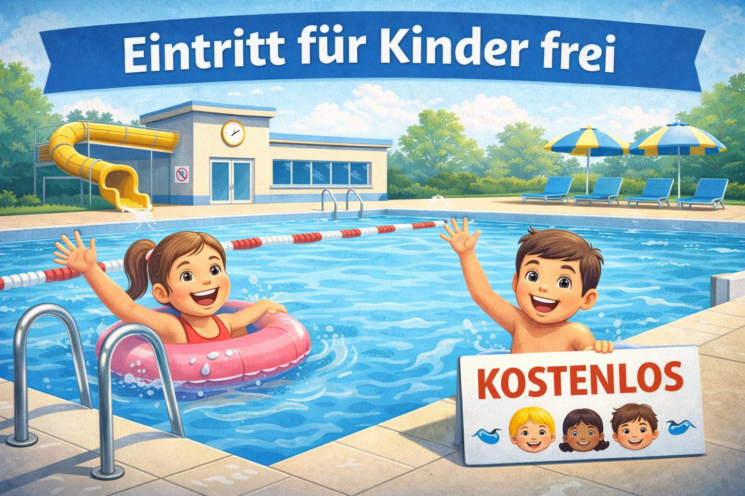 AI generiertes Bild eines Schwimmbads